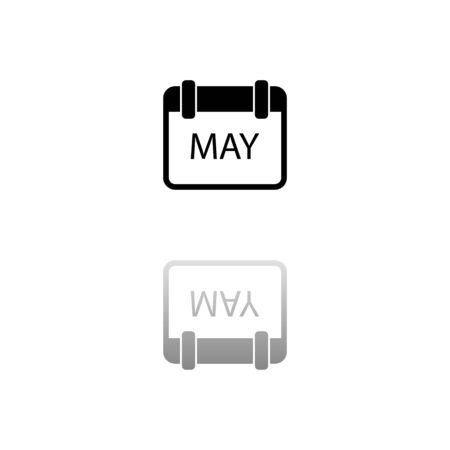Calendar. Black symbol on white background. Simple illustration. Flat Vector Icon. Mirror Reflection Shadow.のイラスト素材