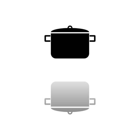 Pot. Black symbol on white background. Simple illustration. Flat Vector Icon. Mirror Reflection Shadow.のイラスト素材