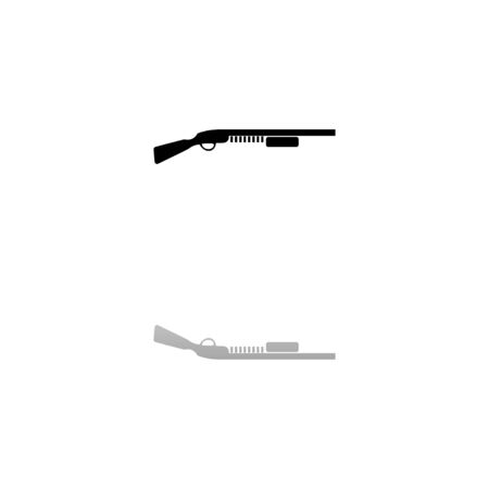 Shotgun. Black symbol on white background. Simple illustration. Flat Vector Icon. Mirror Reflection Shadow.のイラスト素材