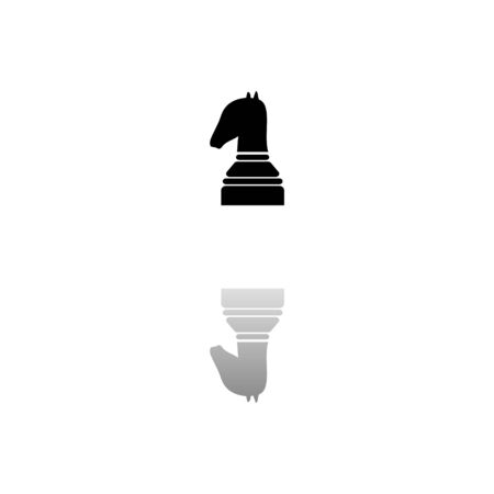 Chess. Black symbol on white background. Simple illustration. Flat Vector Icon. Mirror Reflection Shadow.のイラスト素材