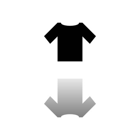 Tshirt. Black symbol on white background. Simple illustration. Flat Vector Icon. Mirror Reflection Shadow. Can be used in web, mobile and UI UX projectのイラスト素材