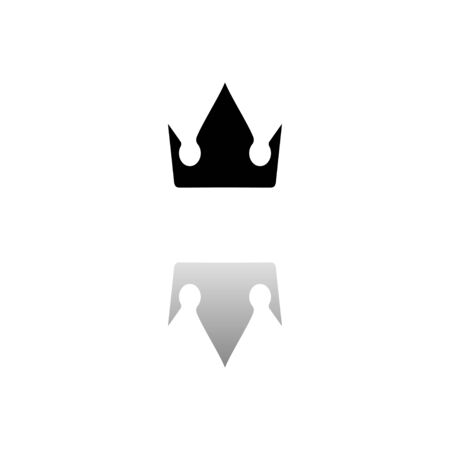 Crown. Black symbol on white background. Simple illustration. Flat Vector Icon. Mirror Reflection Shadow. Can be used in logo, web, mobile and UI UX projectのイラスト素材