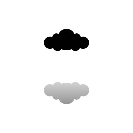 Cloud. Black symbol on white background. Simple illustration. Flat Vector Icon. Mirror Reflection Shadow. Can be used in logo, web, mobile and UI UX projectのイラスト素材
