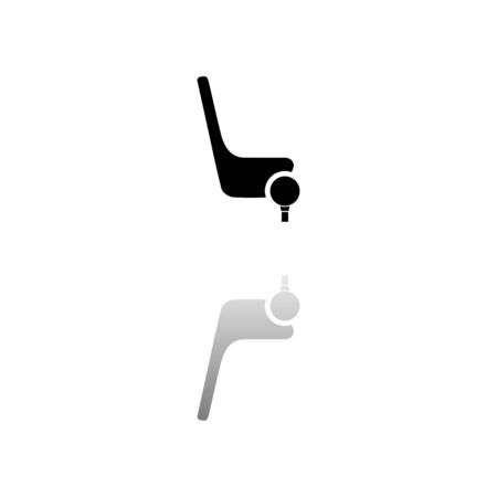 Golf Ball and Club. Black symbol on white background. Simple illustration. Flat Vector Icon. Mirror Reflection Shadow.のイラスト素材
