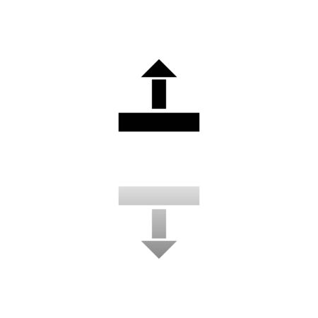 Upload. Black symbol on white background. Simple illustration. Flat Vector Icon. Mirror Reflection Shadow.のイラスト素材