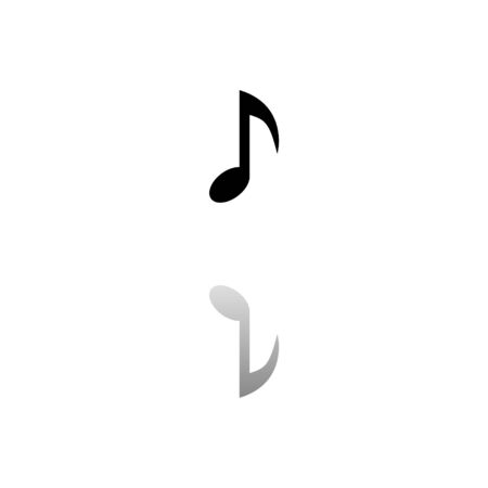 Music note. Black symbol on white background. Simple illustration. Flat Vector Icon. Mirror Reflection Shadow. Can be used in web, mobile and UI UX projectのイラスト素材