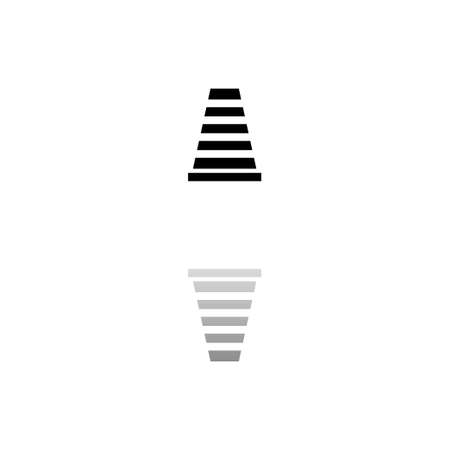 Traffic cone. Black symbol on white background. Simple illustration. Flat Vector Icon. Mirror Reflection Shadow. Can be used in logo, web, mobile and UI UX projectのイラスト素材