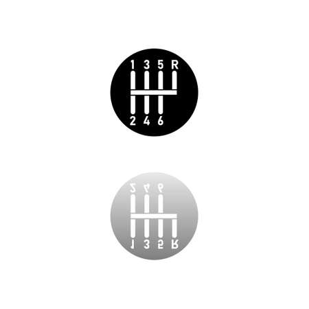 Gear shifter. Black symbol on white background. Simple illustration. Flat Vector Icon. Mirror Reflection Shadow.のイラスト素材