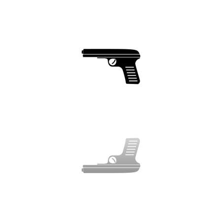 Gun. Black symbol on white background. Simple illustration. Flat Vector Icon. Mirror Reflection Shadow.のイラスト素材