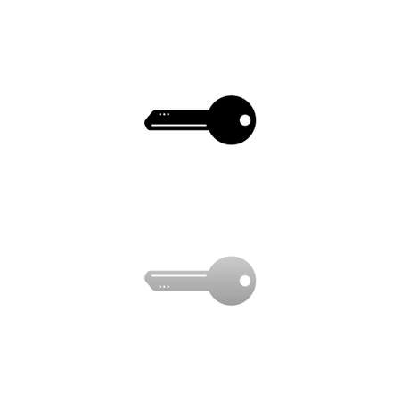 Key. Black symbol on white background. Simple illustration. Flat Vector Icon. Mirror Reflection Shadow. Can be used in logo, web, mobile and UI UX projectのイラスト素材