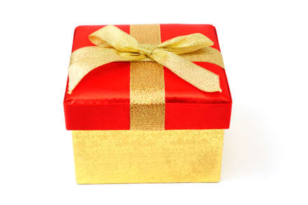 An image of golden gift box on white backgroundの写真素材