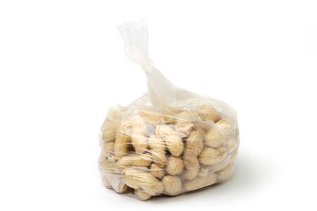 An image of peanuts in a transparent bagの写真素材