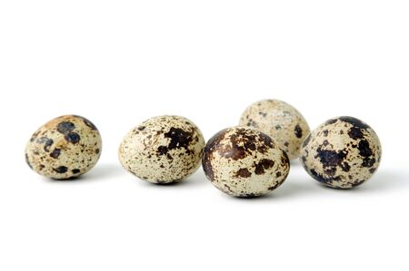 An image of small spotted quail eggs の写真素材