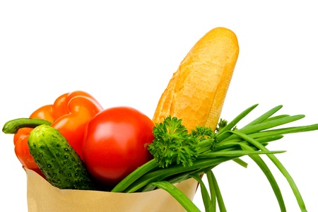 An image of healthy food in a paper bagの写真素材