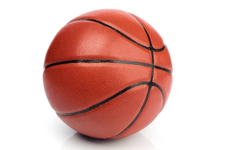 An orange basketball ball on white backgroundの写真素材