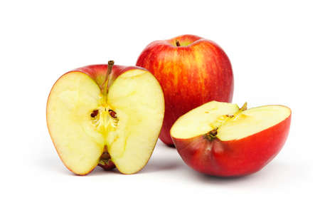 An image of red ripe apples on white backgroundの写真素材