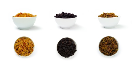 An image of a set of raisins in bowlsの写真素材