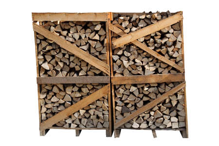 An image of firewood in a big stack isolatedの写真素材