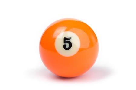  billiard ball number 5 on a white backgroundの写真素材