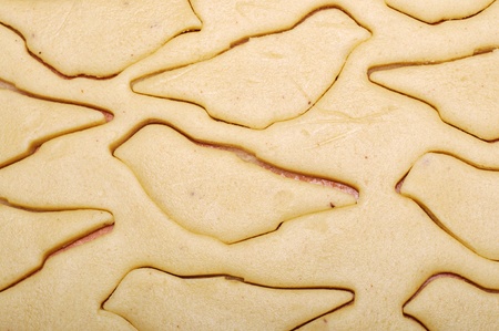 Cookies in the shape of birds on the tableの写真素材