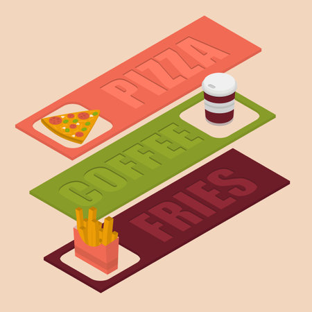Isometric Visions of Fast Food Delights: Dynamic Banner Presentationsのイラスト素材