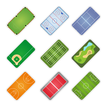 Different playing fields. Set sport playgrounds on papersのイラスト素材
