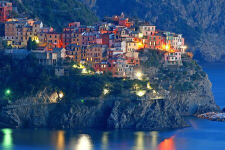 Italian sea village Manarola in Cinque Terre の写真素材