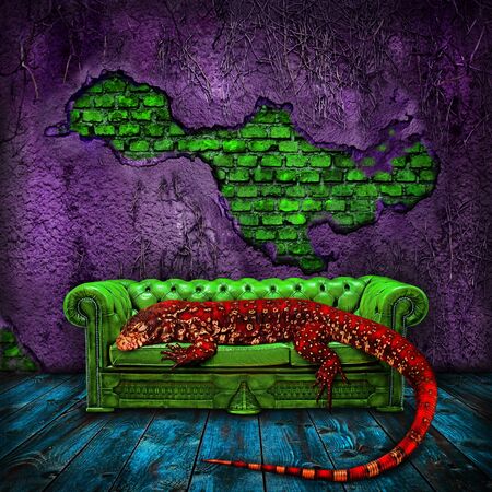 The red lizardの写真素材