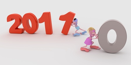 Two 3d couple  that are building the 2011 numberの写真素材