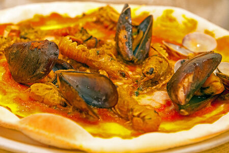 seafood pizzaの写真素材