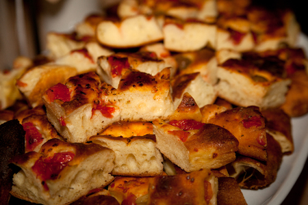 Focaccia with tomatoes from Italyの写真素材