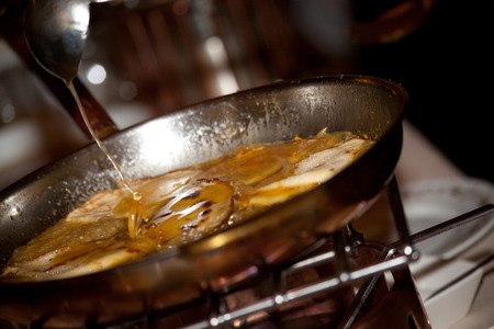 Crepe suzette, pancake with orangesの写真素材