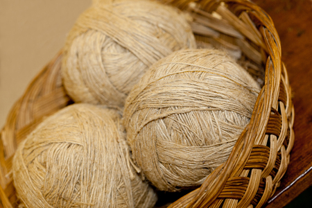 undyed handspun yarn in skeinsの写真素材