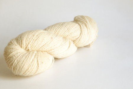 skein of natural white yarnの写真素材