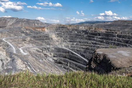View of pit crater from the topの写真素材