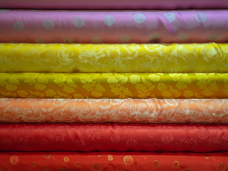 Colorful Heap of Cloth Fabrics, Abstract Background Texture