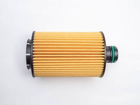 Oil filter. Car fuel filter isolated on white backgroundの写真素材