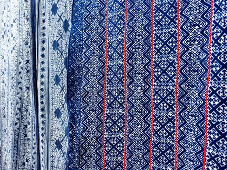 Hmong batik fabric pattern  background. Vintage Hmong Batik Textiles. Traditional style fabric from...