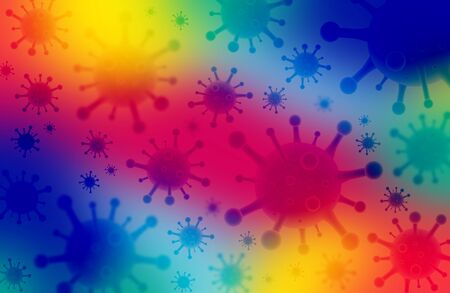 virus floating in the colorful background, illustration viral disease epidemic background.の写真素材