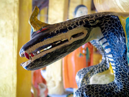 FEBRUARY 15, 2021: NAKHON SAWAN, THAILAND. Cute animal sculpture with innocent, art naive style made by abbot, Luang Phor Riew in the old antique church at Wat Makkah Rangsarit (Wat Takhro).のeditorial素材