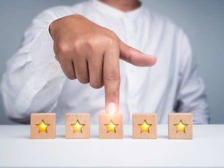 Customer service evaluation, feedback, client experience, and satisfaction survey concepts. Golden...