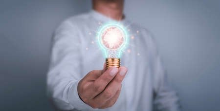 Creative idea management, solution, innovation, knowledge technology, and inspiration concept. The...