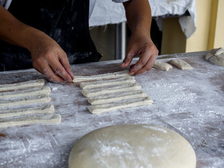 Preparation of raw materials for making deep-fried dough sticks or Patongko with wheat flour before...