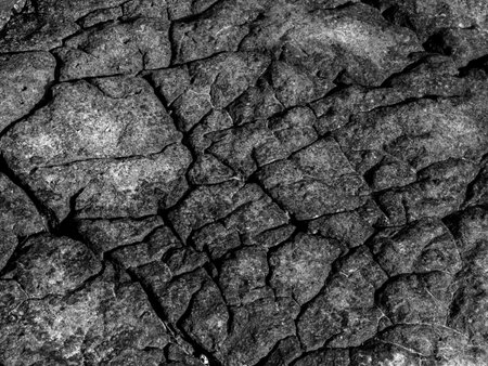 Beautiful grey surface stone texture background, black and white style. The strong rock cracked. The jagged surface of the large rocks on the beach.の写真素材