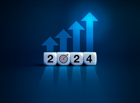 2024 business growth, goal and success, investment, big data and technology trends concepts. 2024...