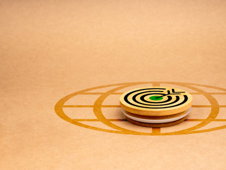 Green business and eco-friendly marketing goals on online platform concept. Big target icon on round...