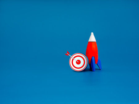 Business startup with planning strategy, small business, success and goal concept. 3d Target icon...
