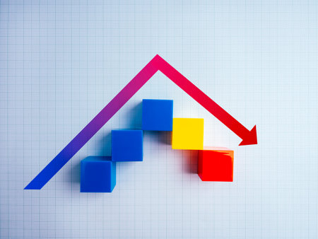 Crisis chart and graph. Economic downturn with Increase and decrease arrow on the top of...