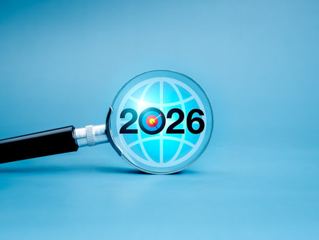 Happy new year 2026, business trend and automation technology concept banner. 2026 year calendar...
