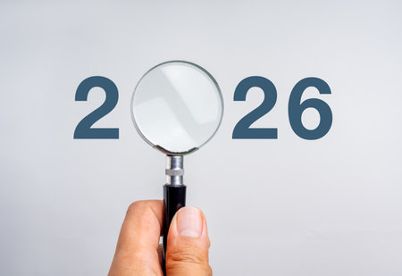 Happy new year 2026, business goal plan and trends concept banner. 2026 year calendar number, with...